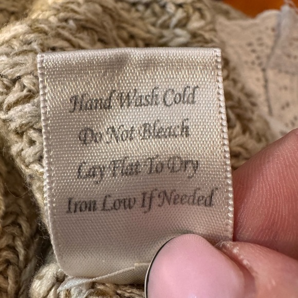 Altar'd State Beige Knit Sweater with white cotton eyelet hem - Picture 5 of 7